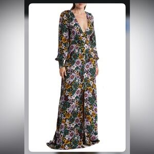 AFRM Shiloh Black Floral Long Sleeve Maxi Dress